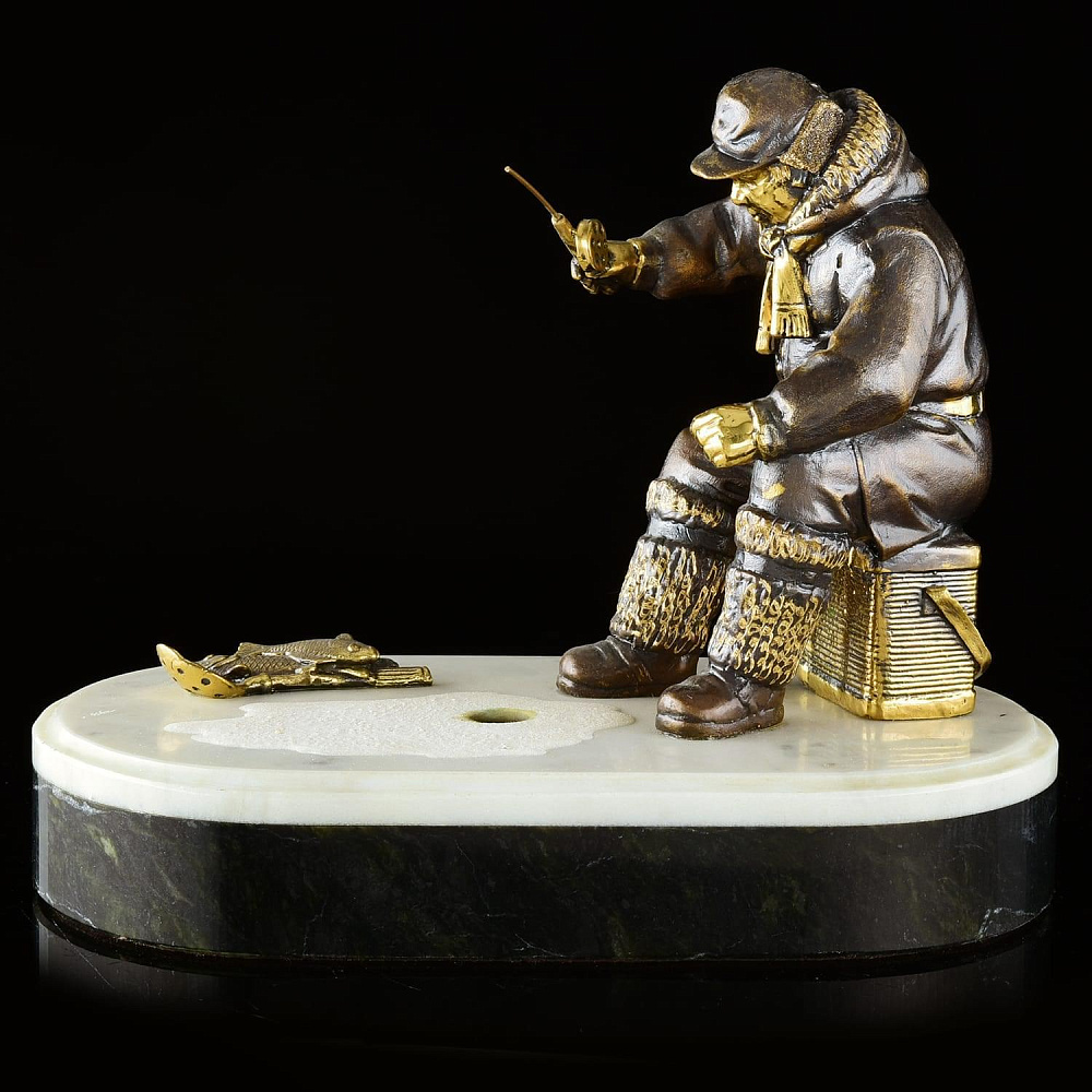 Бронзовая статуэтка «Зимняя рыбалка» - интернет магазин Русь Велика я фото 1