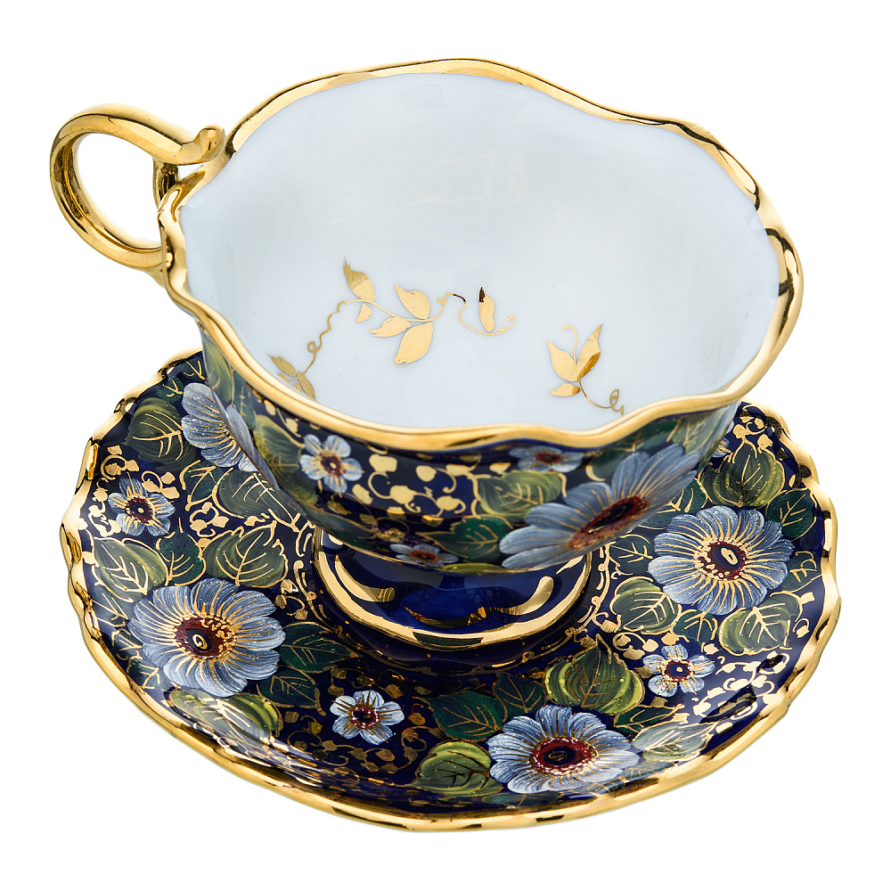 Чайный сервиз на 6 персон «Дворцовый. Ромашки». Гжель - интернет магазин Русь Велика я фото 5