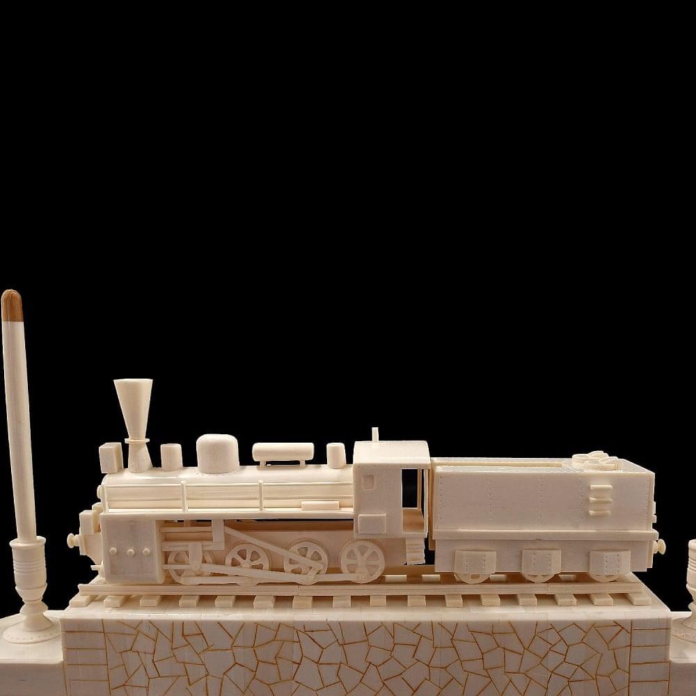 Настольный набор для руководителя из рога лося «Паровоз» - интернет магазин Русь Велика я фото 1