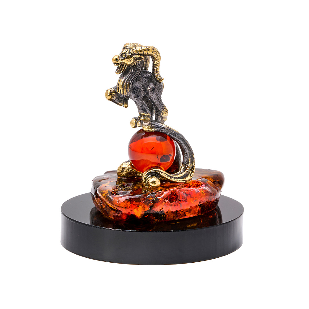 Статуэтка из янтаря и бронзы «Знак Зодиака Козерог» - интернет магазин Русь Велика я фото 1