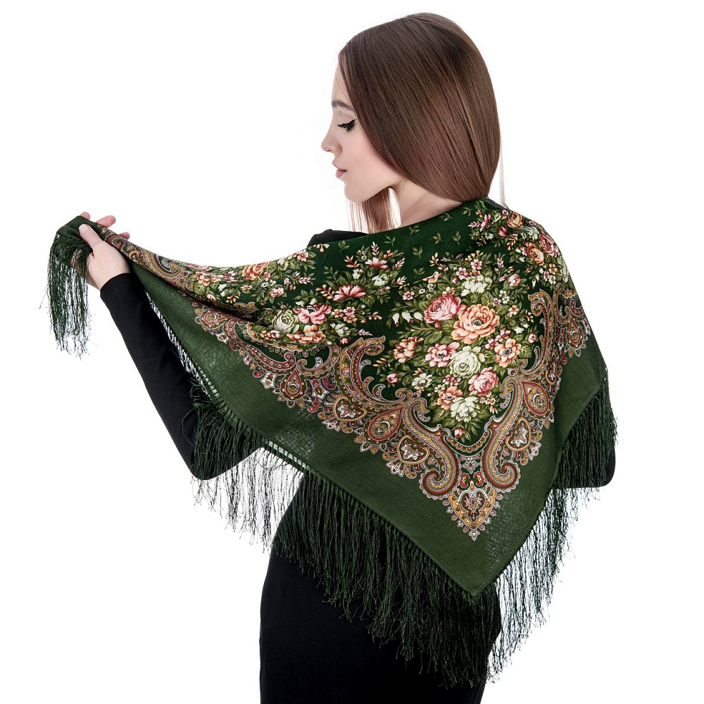 Платок ПавлоПосадский шерстяной «Душистый луг» 89х89 см - интернет магазин Русь Велика я фото 4