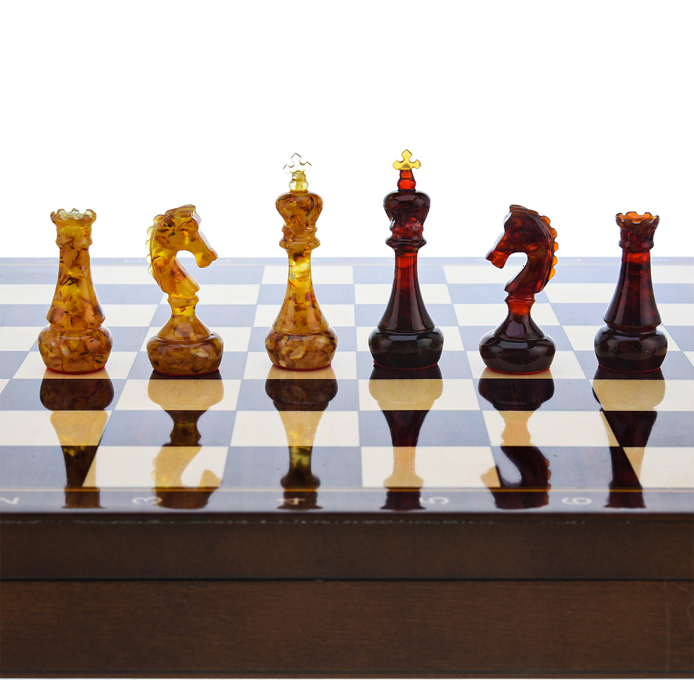 Шахматы с фигурами из янтаря 37х37 см - интернет магазин Русь Велика я фото 3