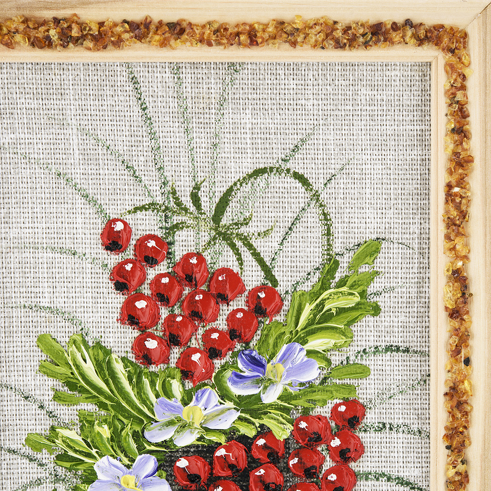 Панно в янтарной раме «Букет цветов» 27х18 см - интернет магазин Русь Велика я фото 2