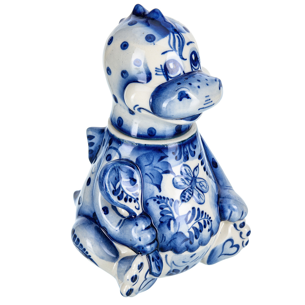 Банка фарфоровая «Дракоша». Гжель - интернет магазин Русь Велика я фото 2