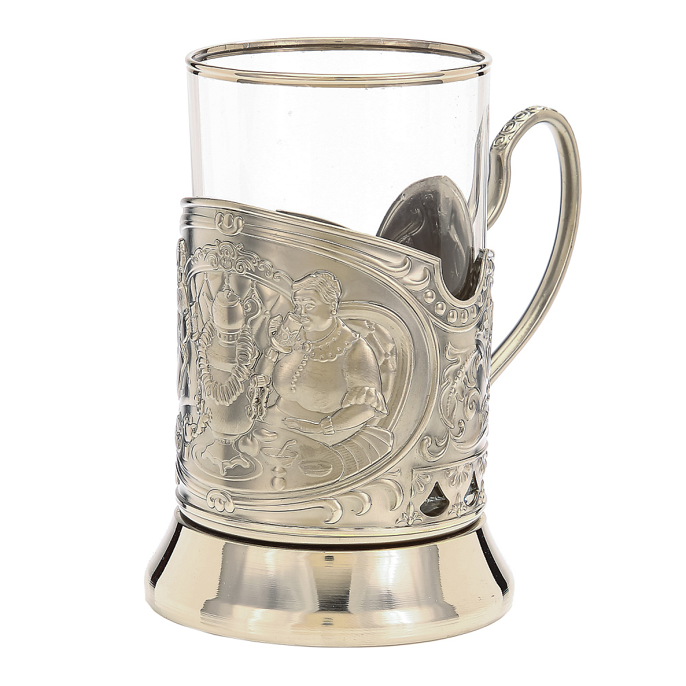 Подстаканник никелированный «Русское чаепитие» - интернет магазин Русь Велика я фото 2