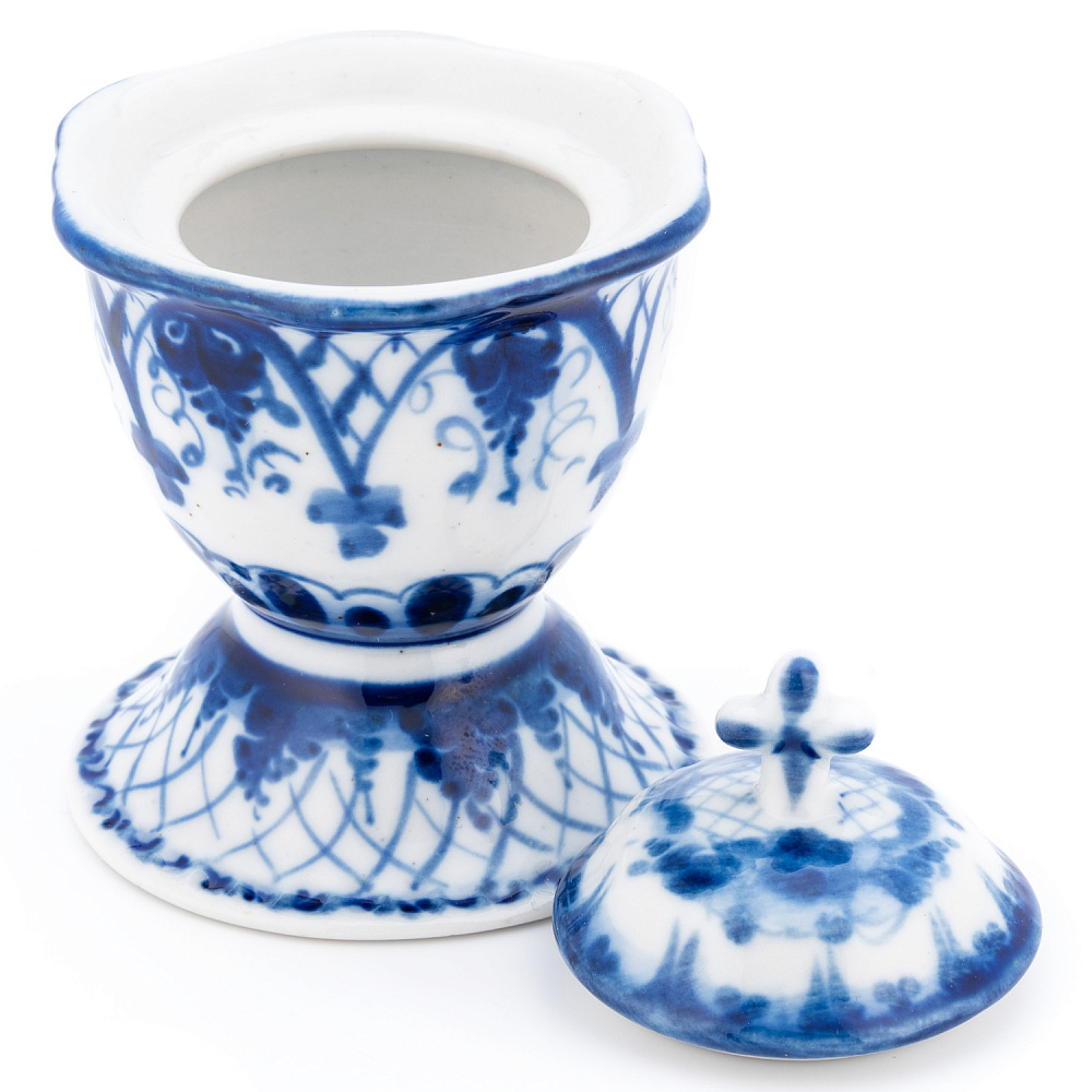 Пасхальница под 6 яиц с солонкой. Гжель - интернет магазин Русь Велика я фото 4