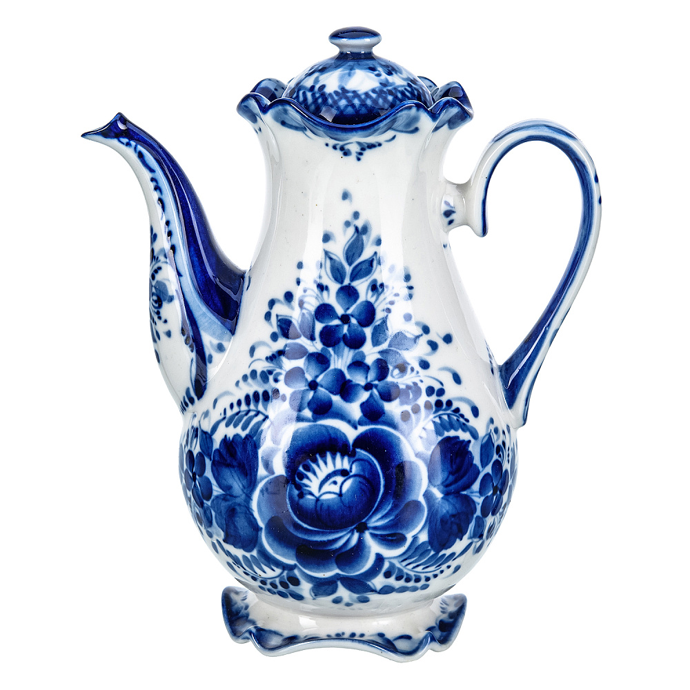 Кофейник «Тюльпан». Гжель - интернет магазин Русь Велика я 