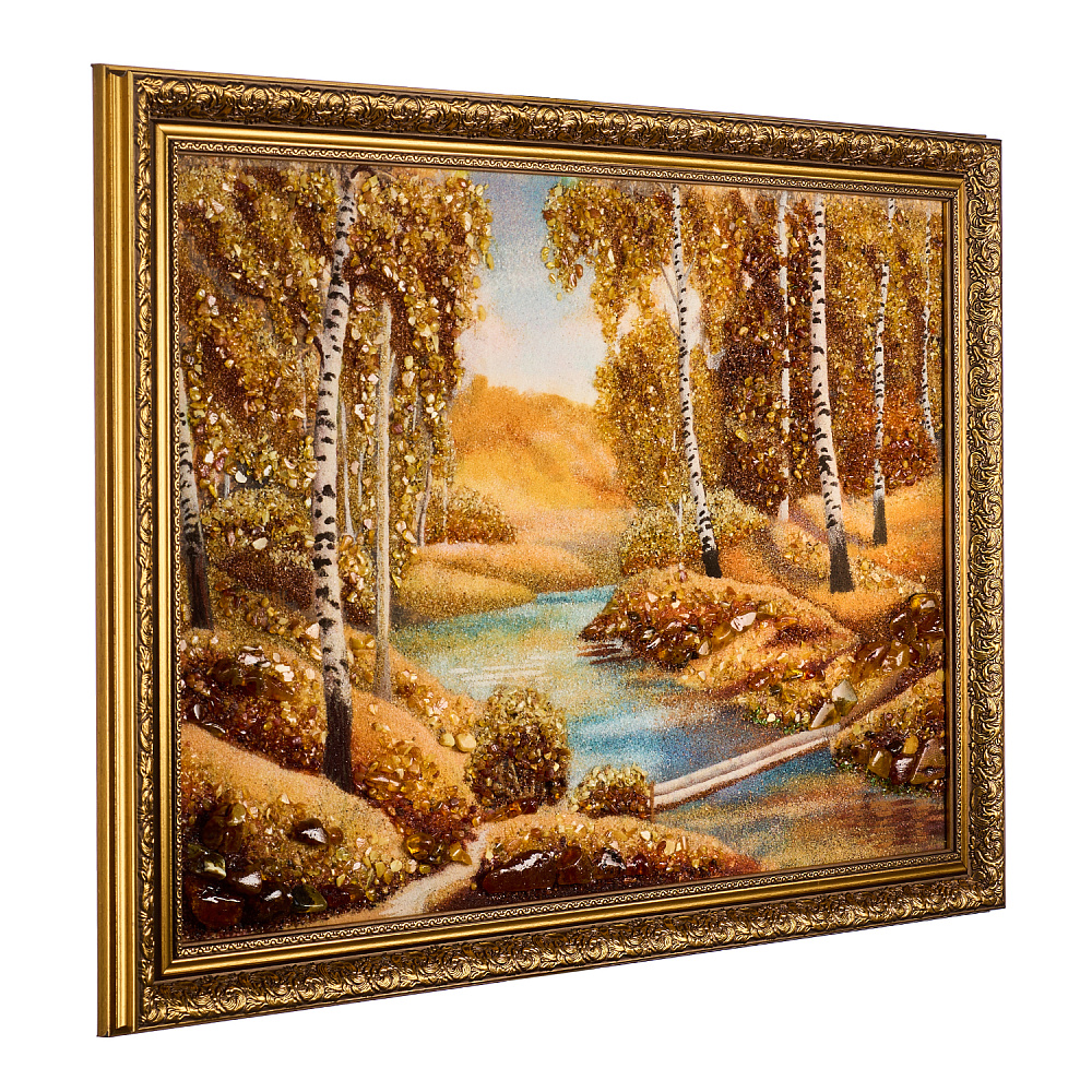 Картина янтарная «Осеннее настроение. Березки» 60х40 см - интернет магазин Русь Велика я фото 4