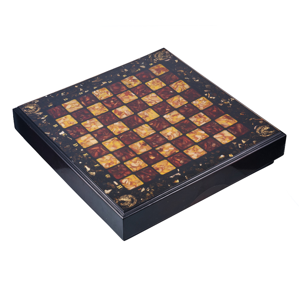 Шахматы с инкрустацией и фигурами из янтаря «Камелот» 45х45 см - интернет магазин Русь Велика я фото 13