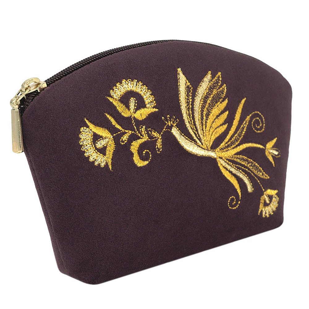Косметичка «Птица». Фиолетовая с вышивкой - интернет магазин Русь Велика я 