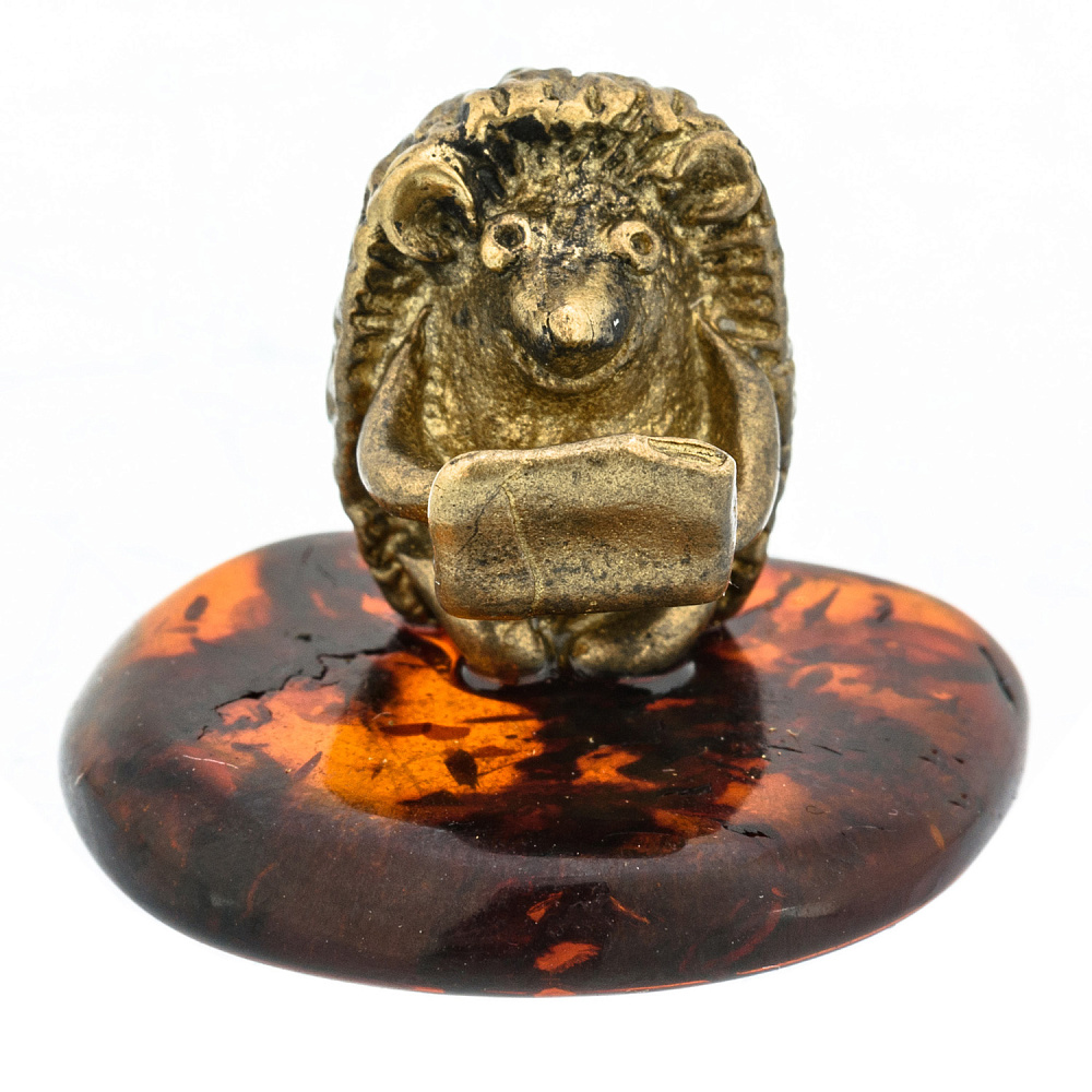 Статуэтка с янтарем «Ежик с ноутбуком» - интернет магазин Русь Велика я фото 1