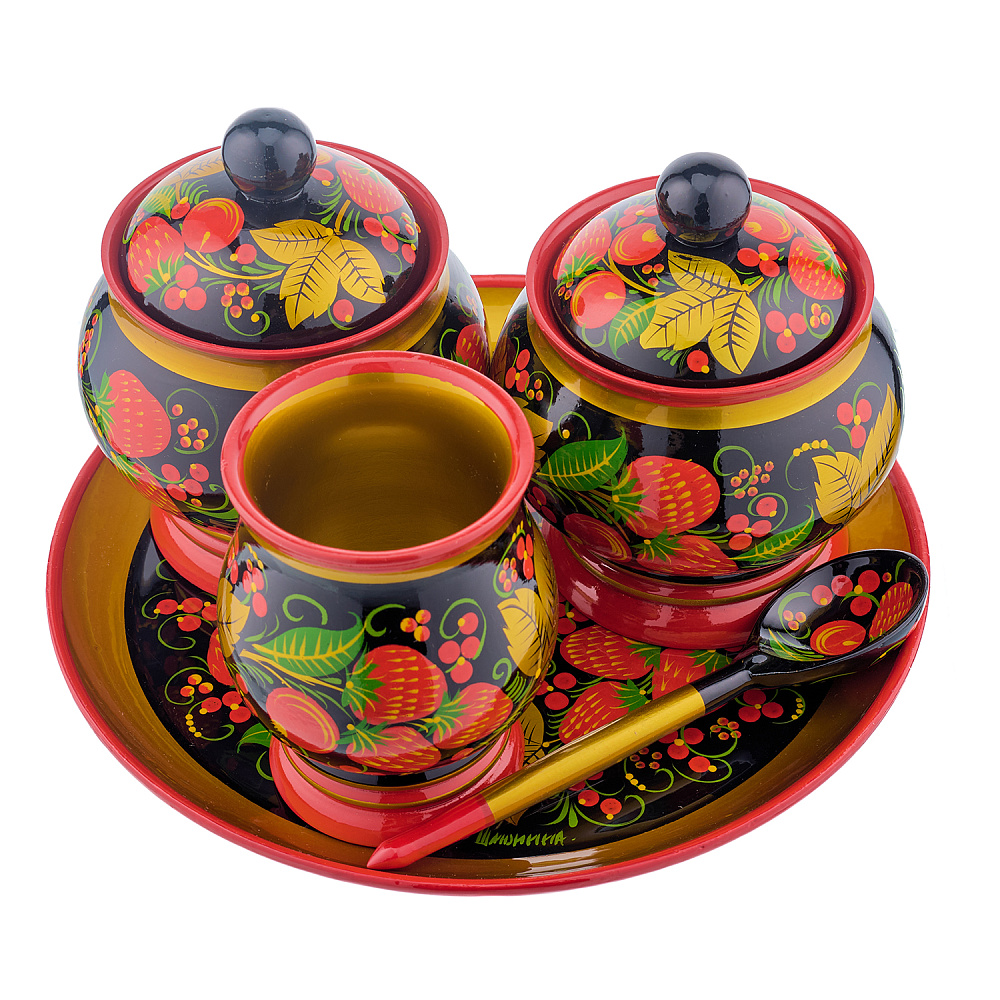 Набор для соусов «Клубника» с росписью. Хохлома - интернет магазин Русь Велика я фото 1