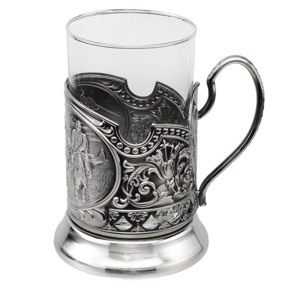 Подстаканник никелированный «Три богатыря» - интернет магазин Русь Велика я фото 1