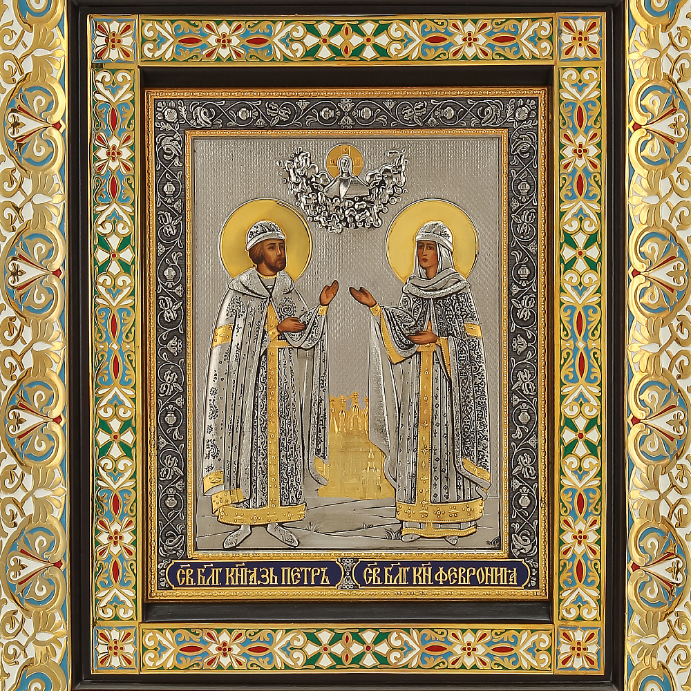 Икона «Святые Петр и Феврония» 34,5 х 40,5 см - интернет магазин Русь Велика я фото 1