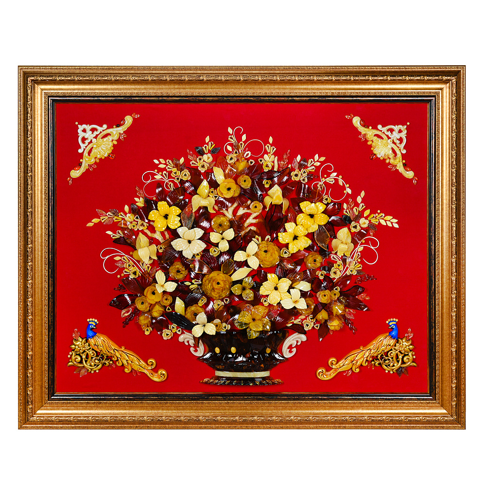 Картина янтарная «Роскошь цветов» 80х100 см - интернет магазин Русь Велика я 