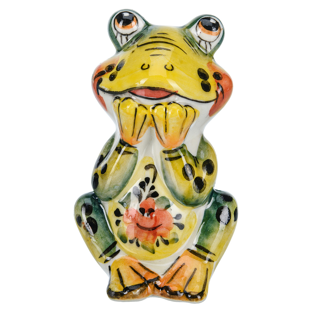 Статуэтка «Лягушка». Гжель в цвете - интернет магазин Русь Велика я 