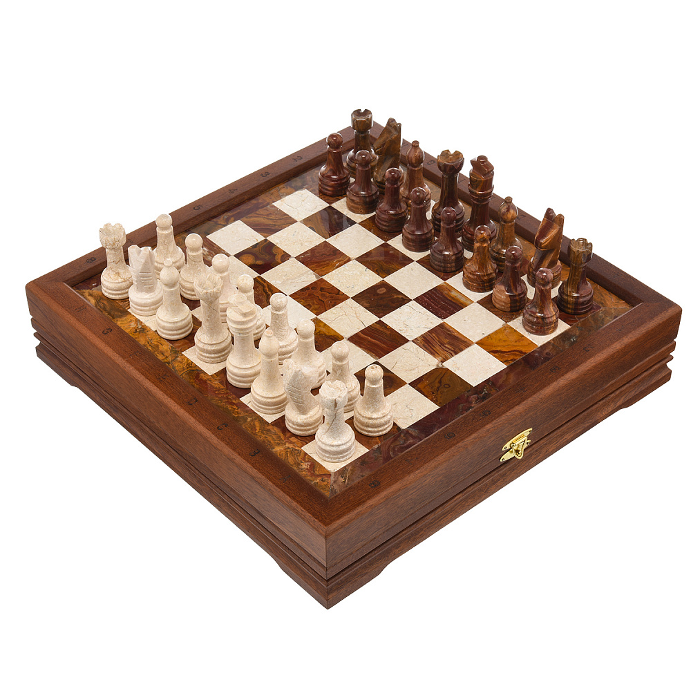 Шахматы из натурального камня «Американские» 43х43 см - интернет магазин Русь Велика я 