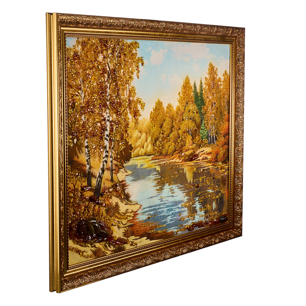 Картина янтарная «Озеро в лесу» 60х80 см - интернет магазин Русь Велика я фото 3