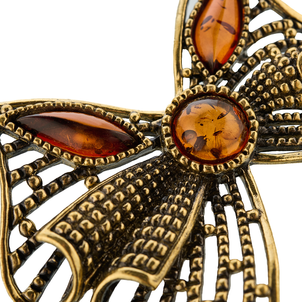 Брошь с янтарем «Праздничный бантик» - интернет магазин Русь Велика я фото 2