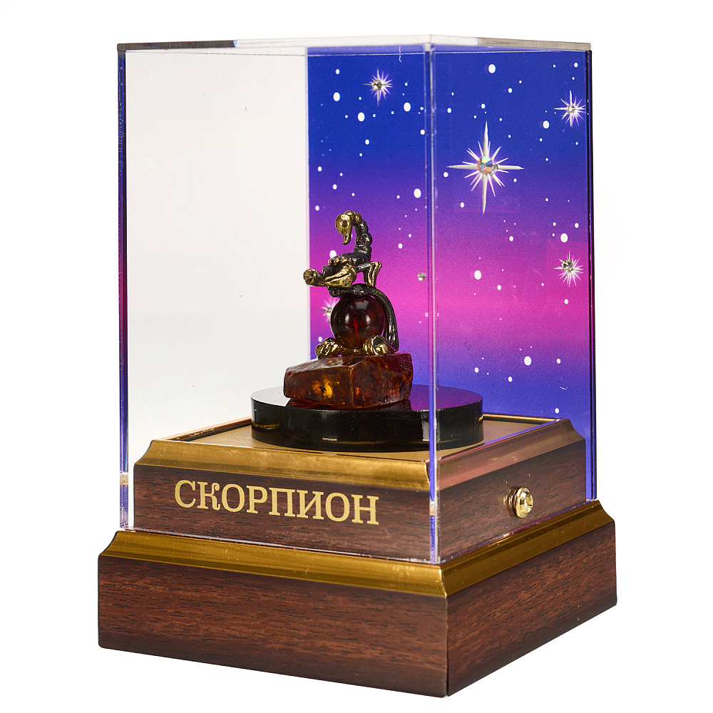 Статуэтка из янтаря и бронзы «Знак Зодиака Скорпион» - интернет магазин Русь Велика я фото 3