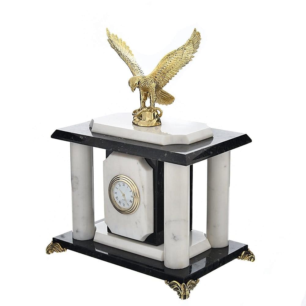 0044767/П Нат.камень Часы «Орел» Змеевик Мрамор бронза (7228) - интернет магазин Русь Велика я фото 1