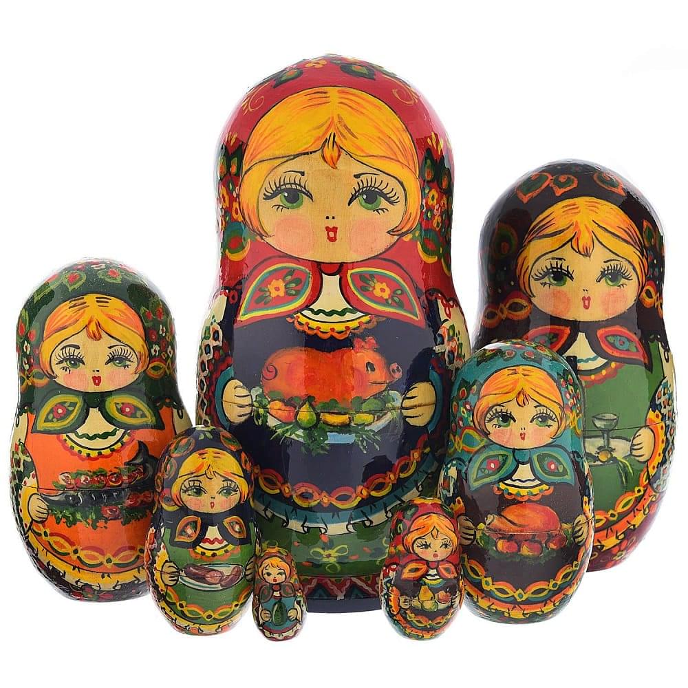 Матрёшка «Русское застолье» 7 мест - интернет магазин Русь Велика я 