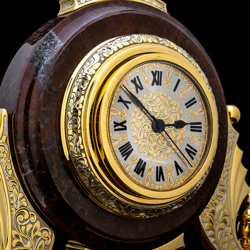 Часы настольные из камня с позолотой. Златоуст - интернет магазин Русь Велика я фото 2