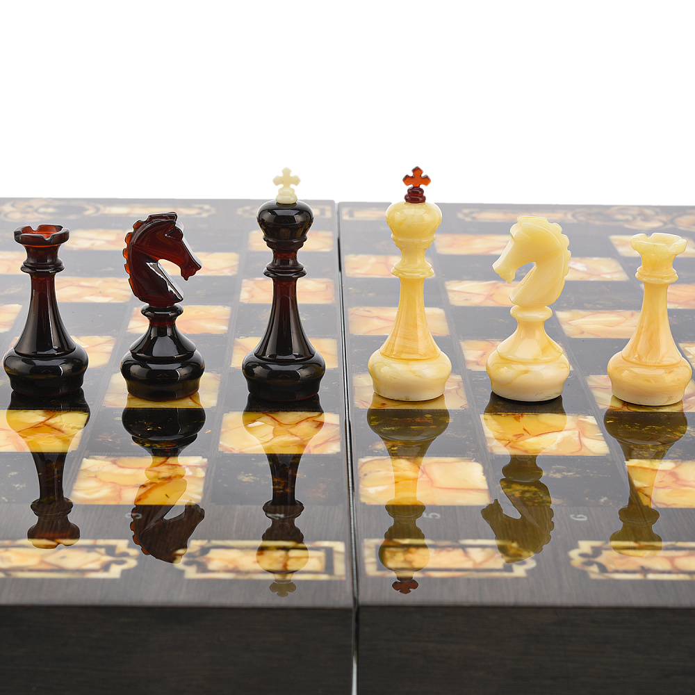Шахматы с янтарными фигурами «Арабески-Марин» 56х56 см - интернет магазин Русь Велика я фото 6