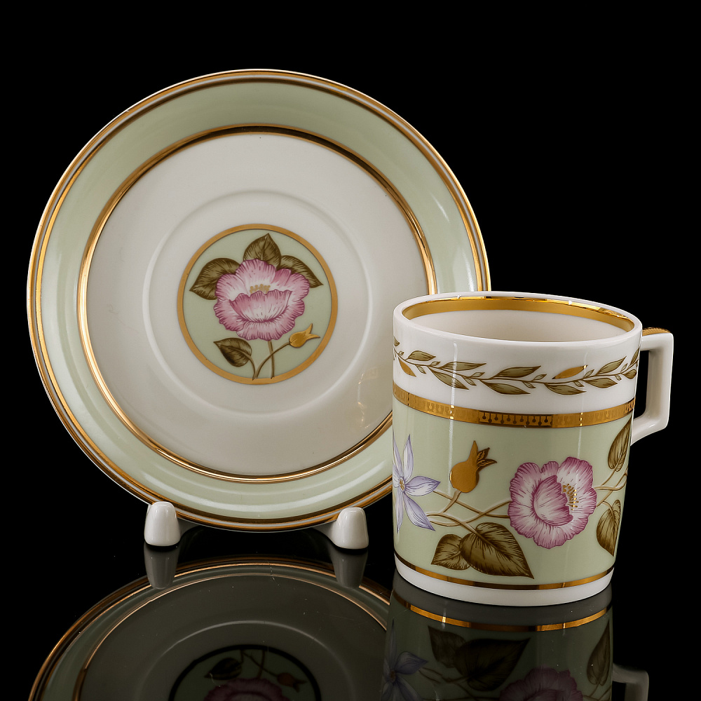 Чайная пара 220 мл «Нефритовая». Форма Гербовая. ИФЗ - интернет магазин Русь Велика я 