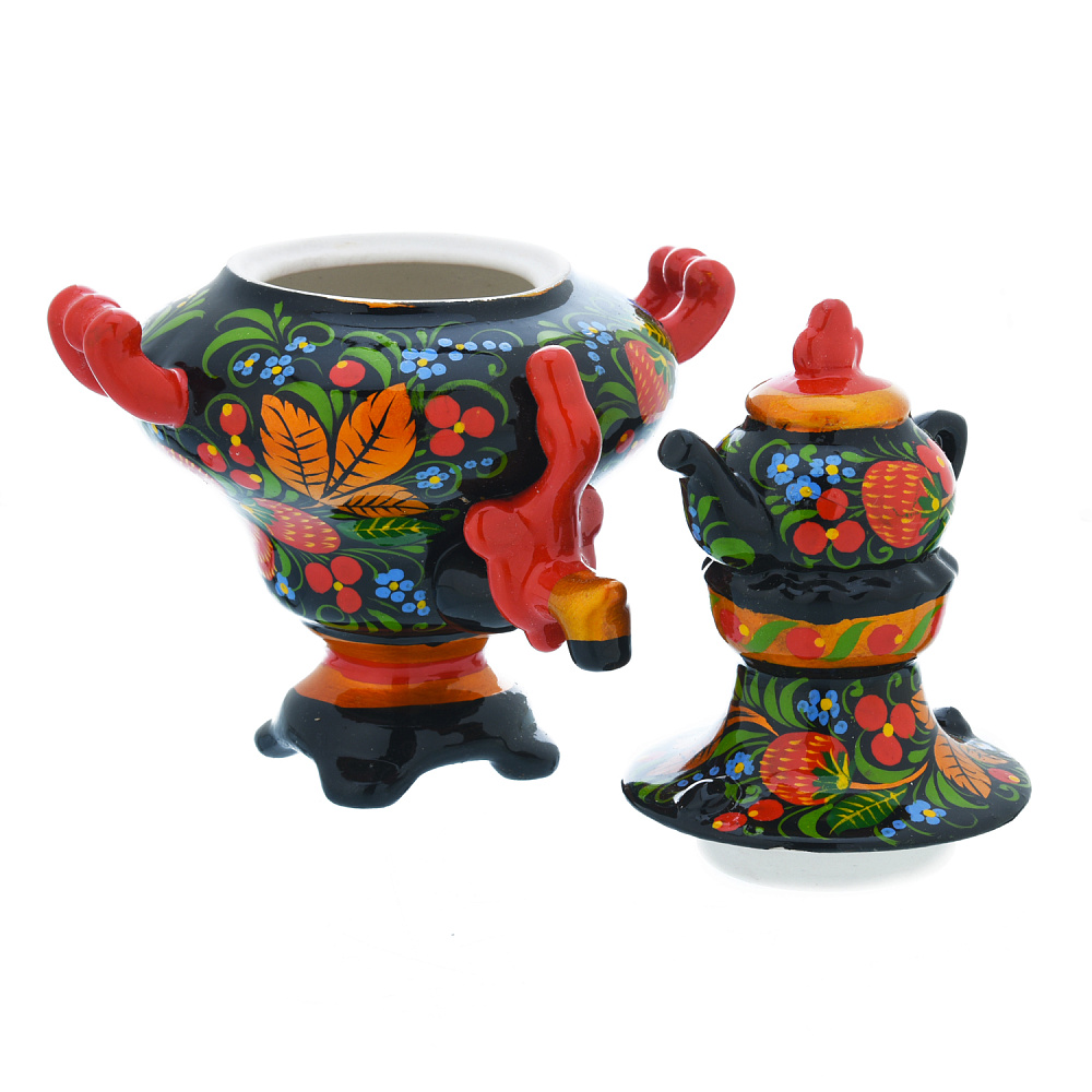 Сувенирный самовар-шкатулка «Клубника». Хохлома - интернет магазин Русь Велика я фото 1