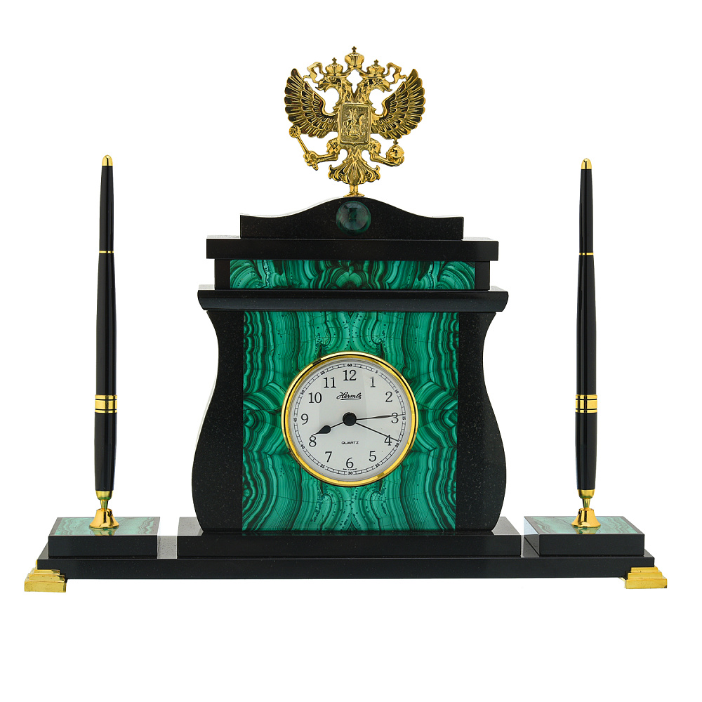 Часы из натурального камня «Герб РФ» - интернет магазин Русь Велика я 