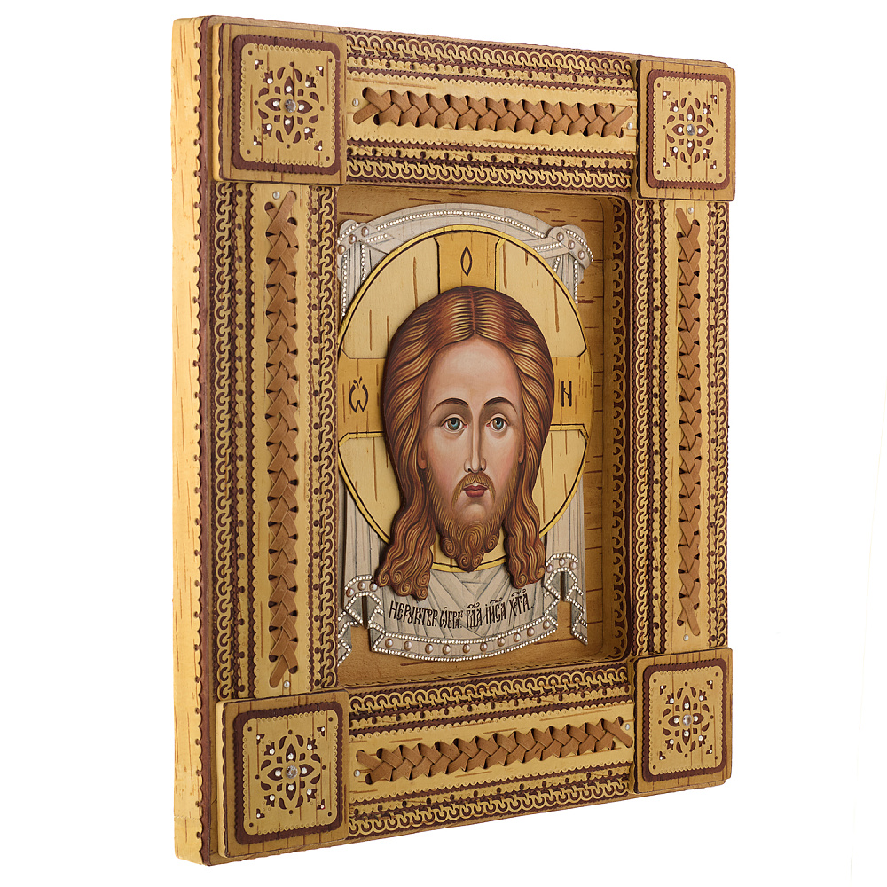 Икона из бересты «Спас Нерукотворный» 33х39 см - интернет магазин Русь Велика я фото 6