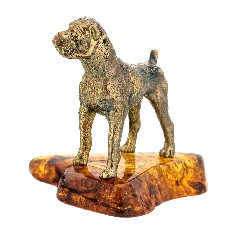 Статуэтка с янтарем «Собака боксер» - интернет магазин Русь Велика я фото 4
