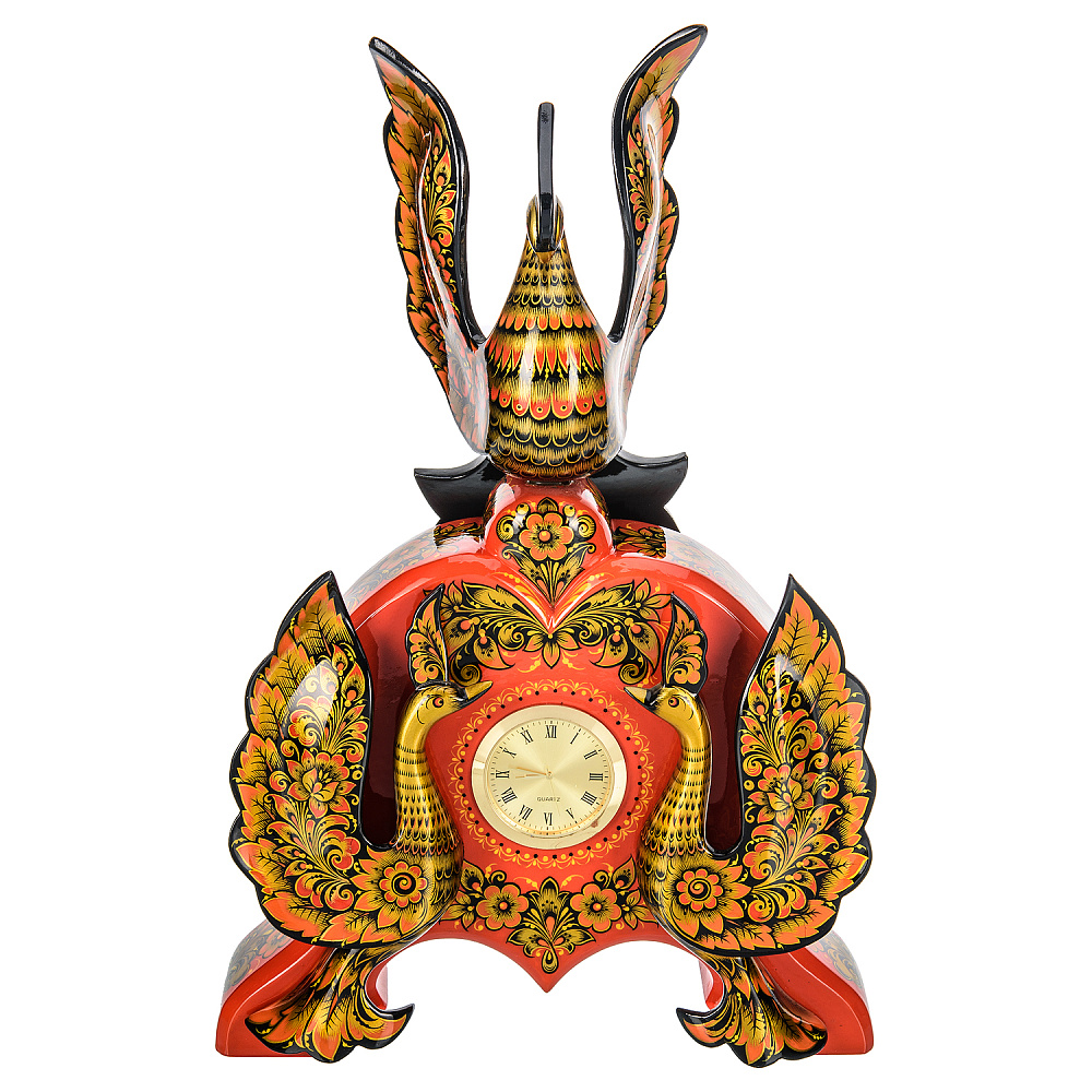 Часы настольные с росписью. Хохлома - интернет магазин Русь Велика я 