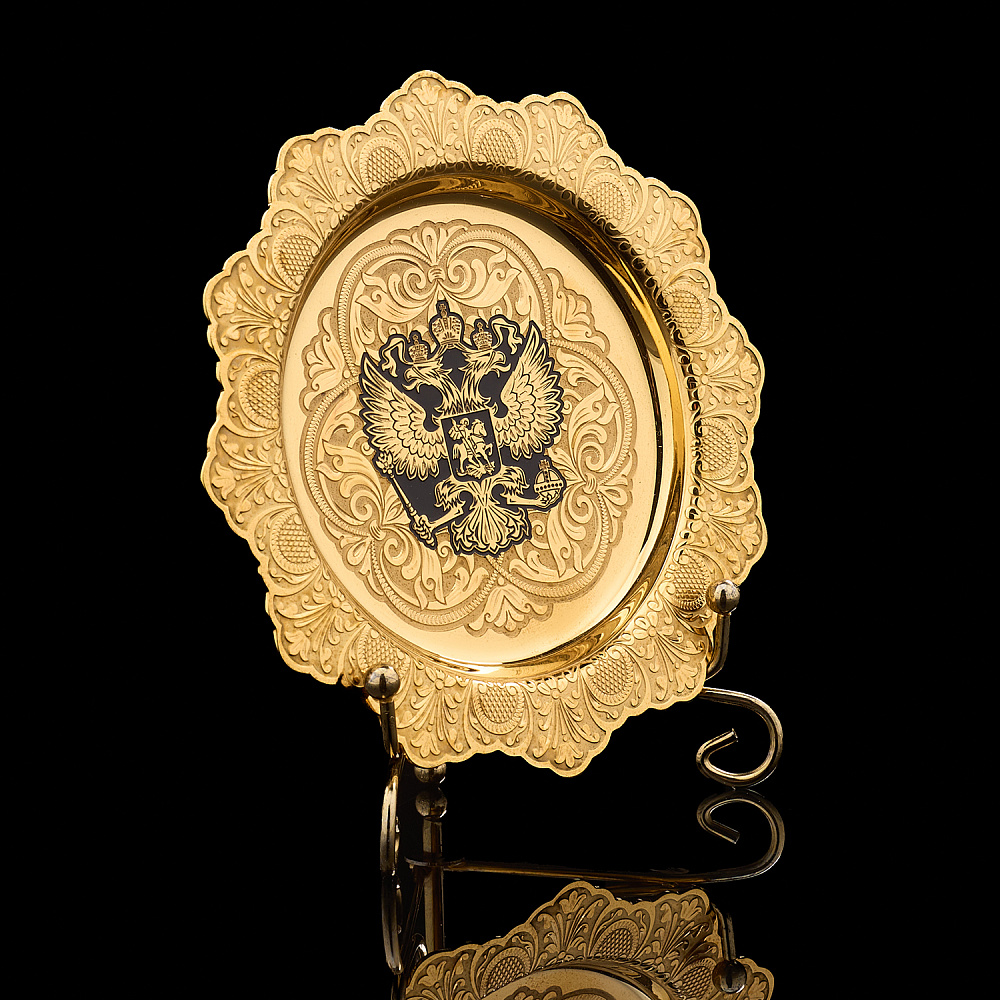 Кофейная пара с позолотой и фианитами «Герб РФ». Златоуст - интернет магазин Русь Велика я фото 7