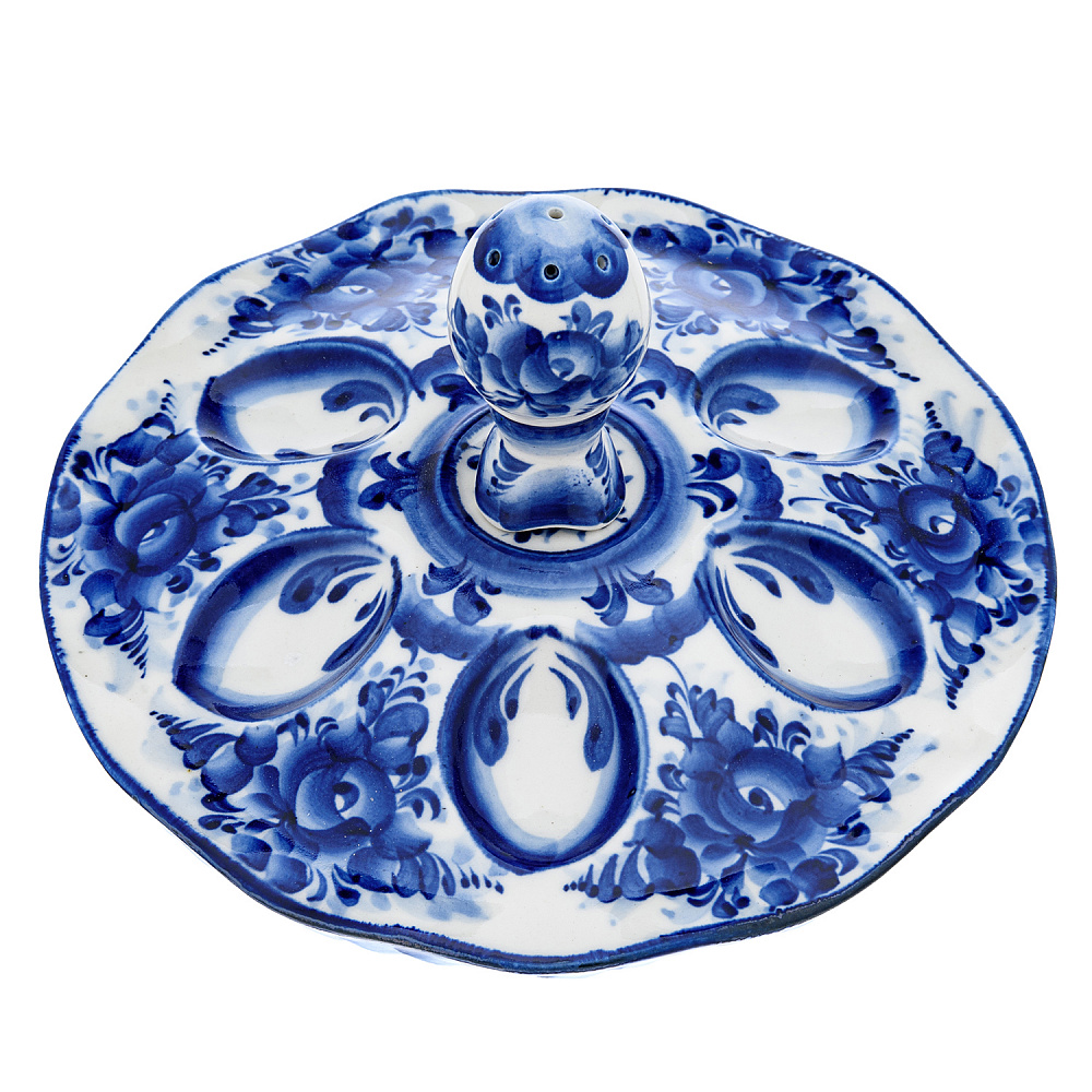 Пасхальница на 6 яиц с солонкой. Гжель - интернет магазин Русь Велика я фото 2