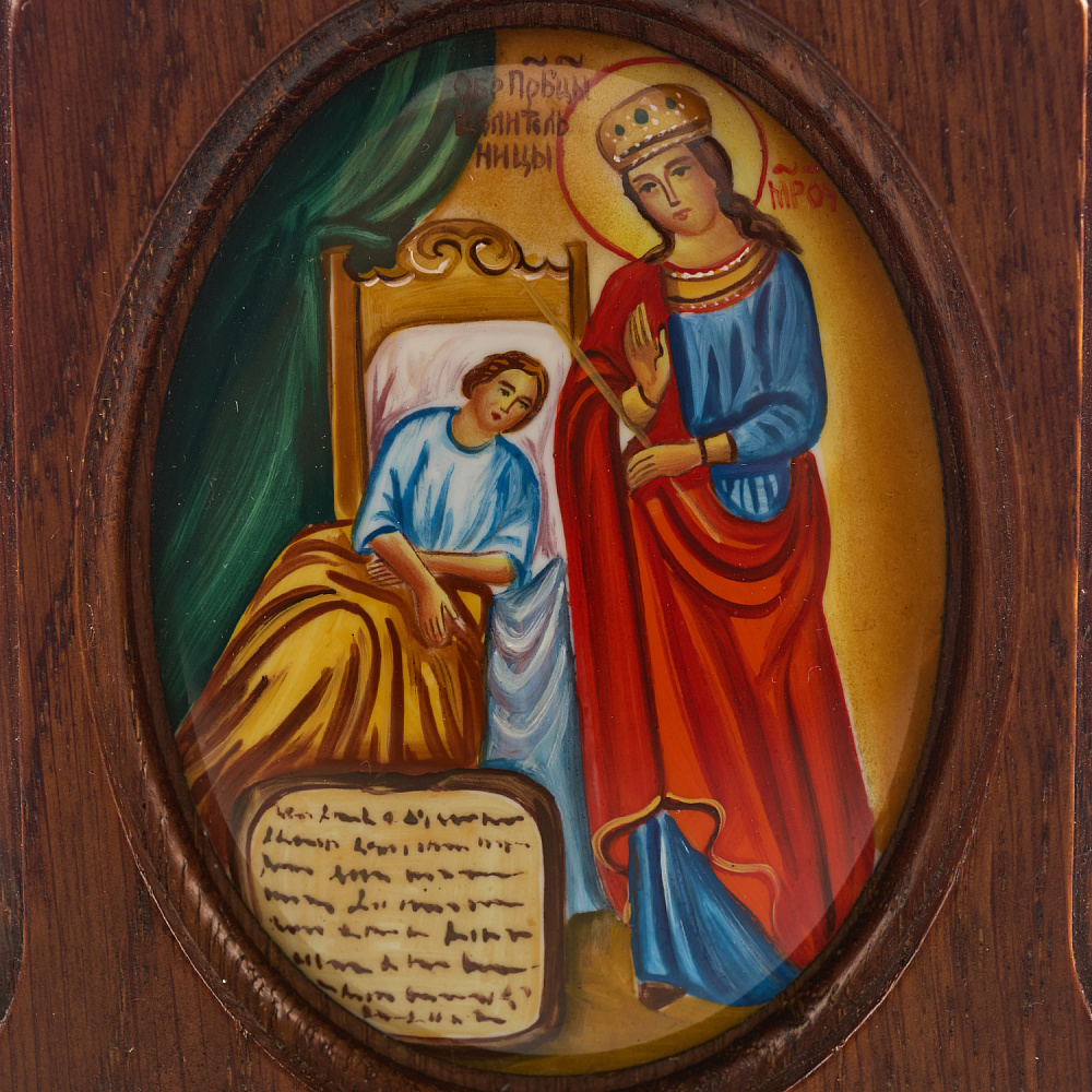 Икона «Божья Матерь Целительница». Ростовская финифть 10,5х13,5 см - интернет магазин Русь Велика я фото 2