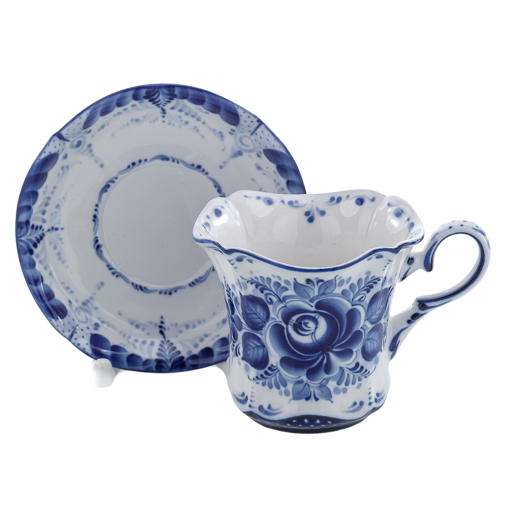 Чайная пара 300 мл «Колокольчик». Гжель - интернет магазин Русь Велика я 