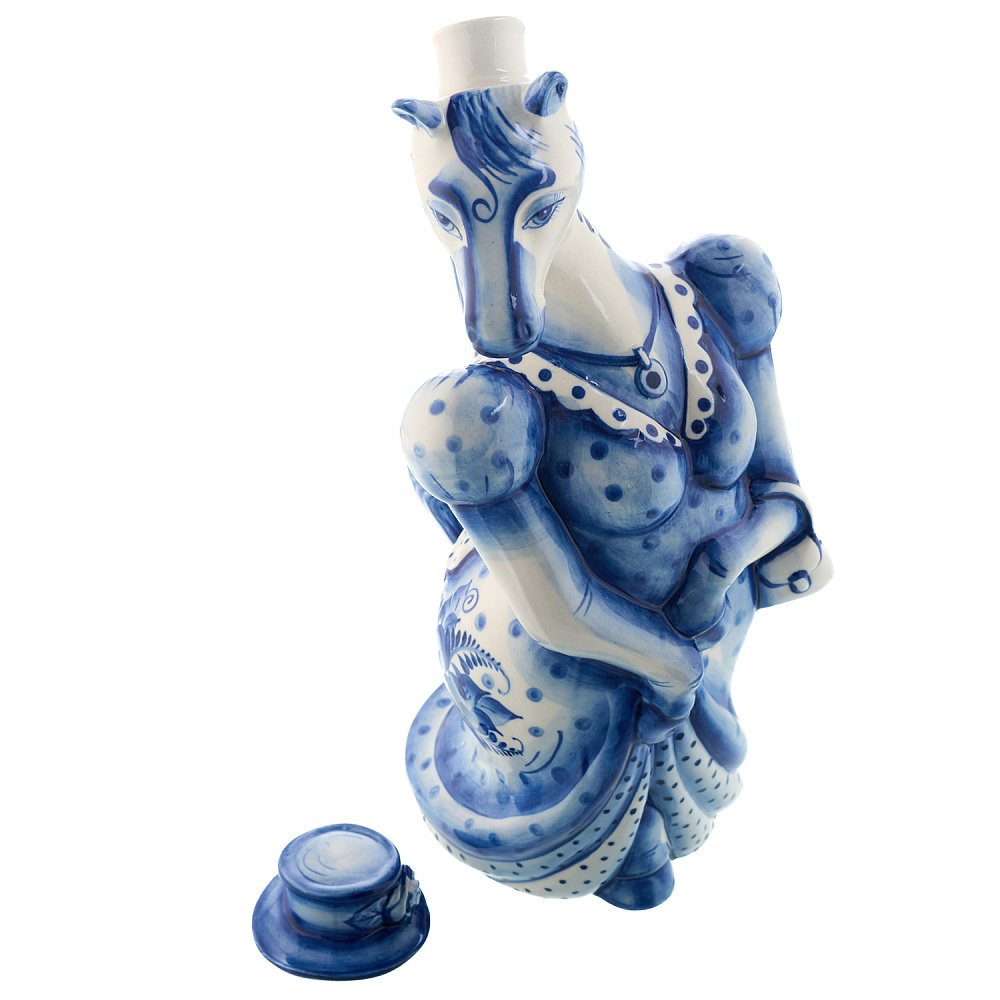 Символ 2026 года. Штоф 0,5 л «Лошадь-красотка». Гжель - интернет магазин Русь Велика я фото 4