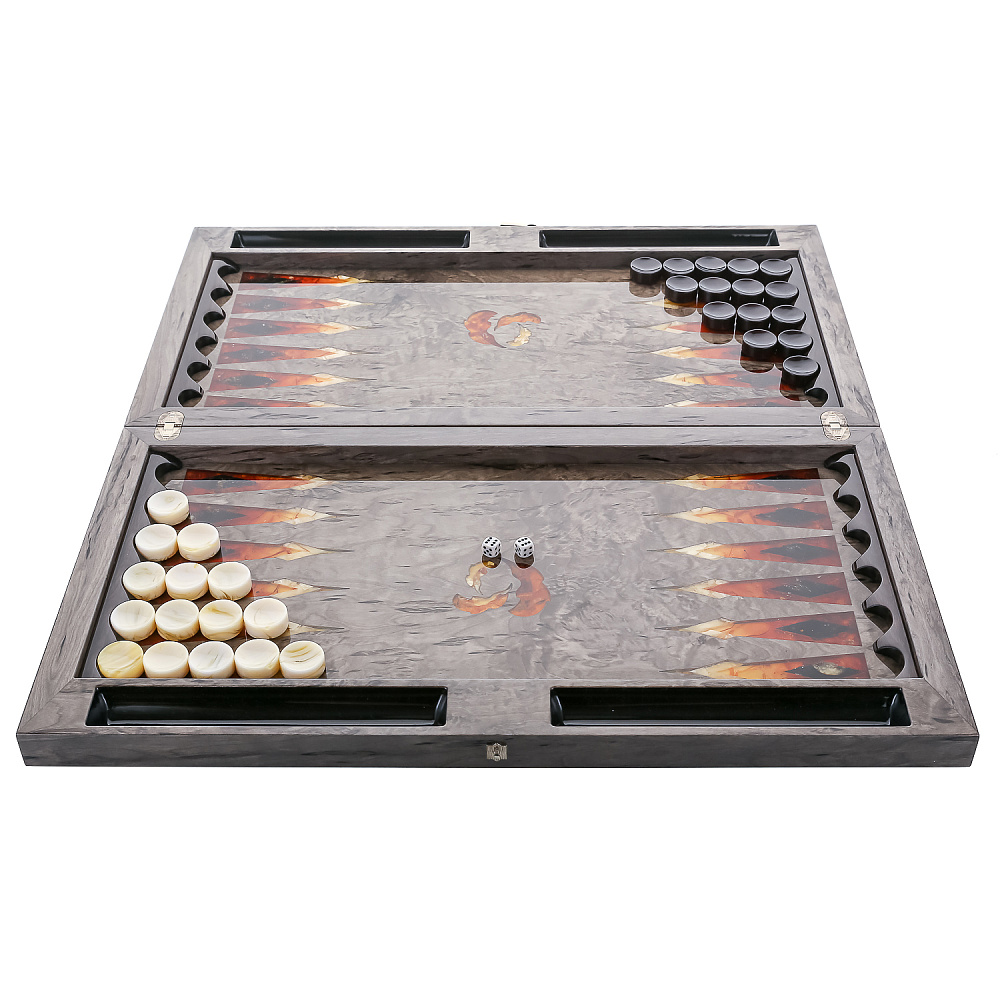 Нарды из карельской березы с инкрустацией из янтаря «Сокол» 60х32,5 см - интернет магазин Русь Велика я фото 12