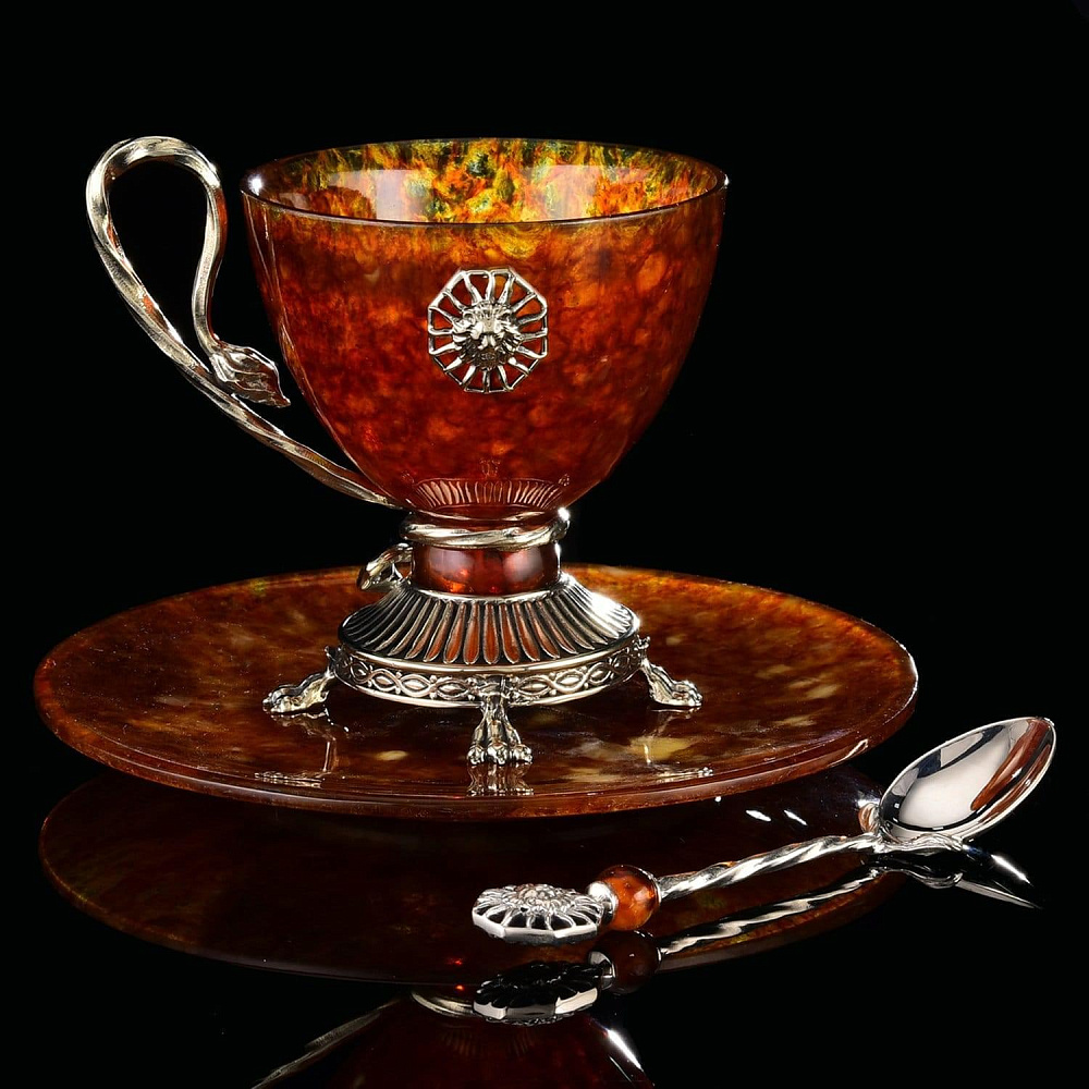 Чайная пара янтарная «Цезарь» - интернет магазин Русь Велика я 