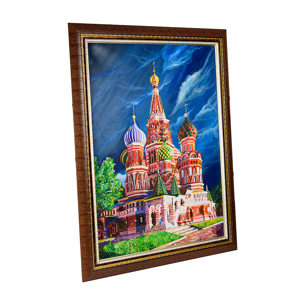 Картина в багете «Храм Василия Блаженного» (роспись маслом) 73 х 92 см - интернет магазин Русь Велика я фото 1