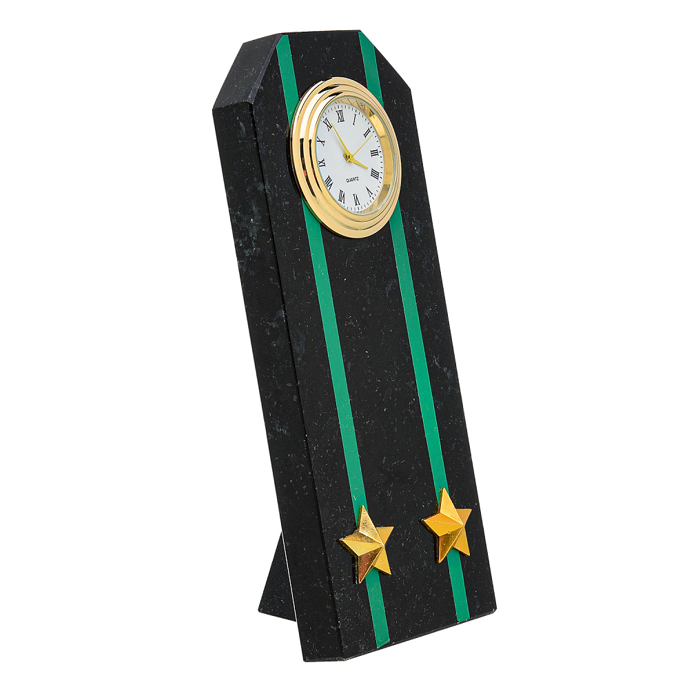 Настольные часы из камня «Погон. Подполковник ПВ» - интернет магазин Русь Велика я фото 1