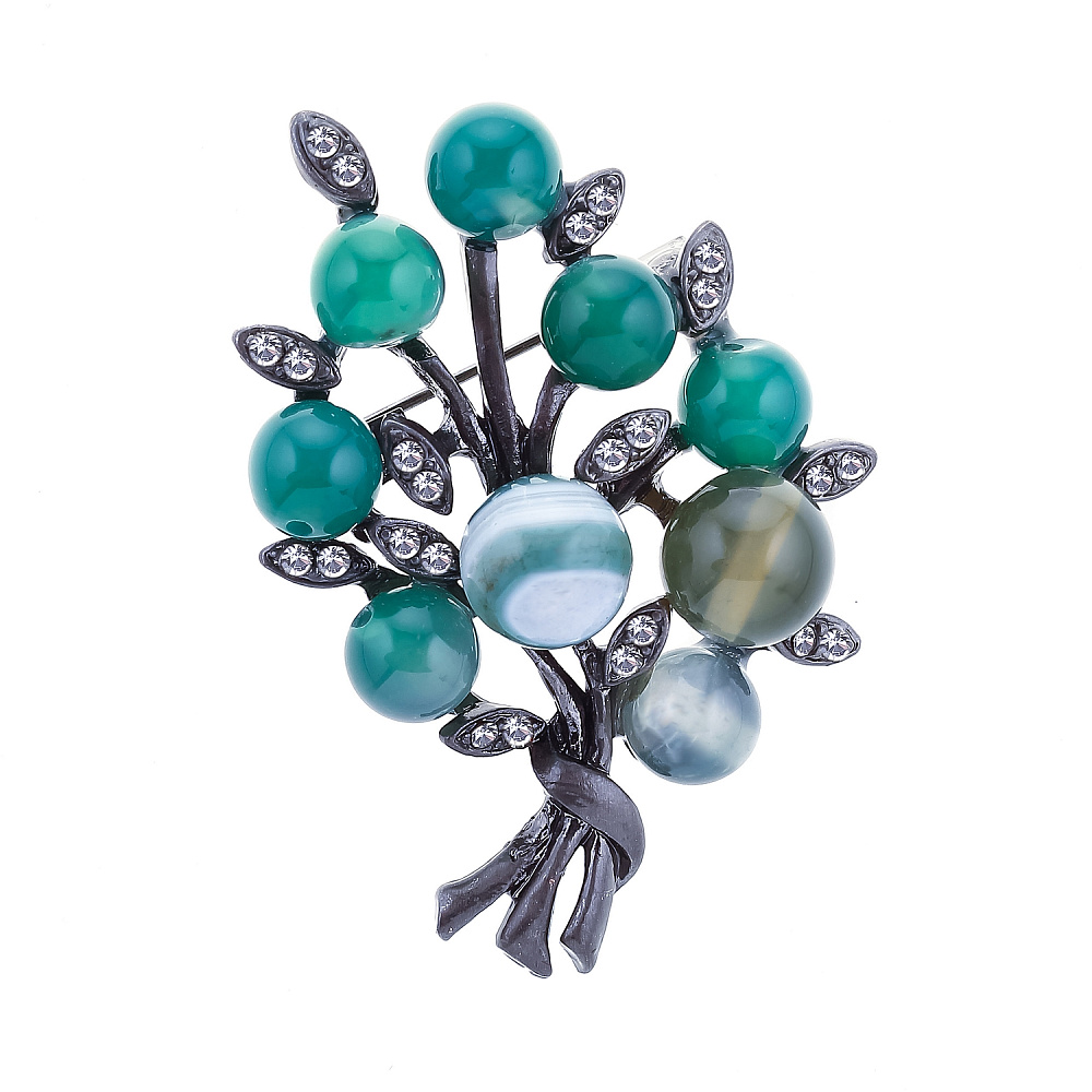 Брошь с агатом и стразами - интернет магазин Русь Велика я 