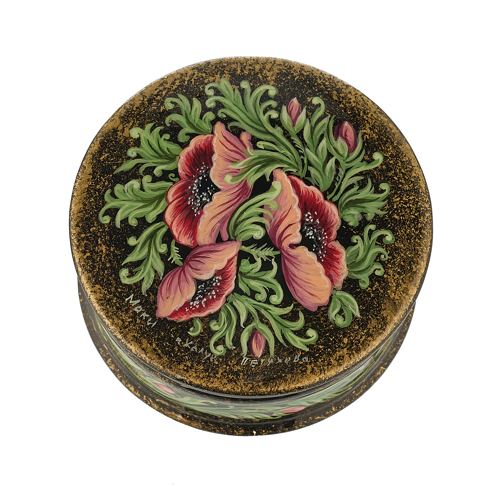 Шкатулка с художественной росписью «Маки» - интернет магазин Русь Велика я 