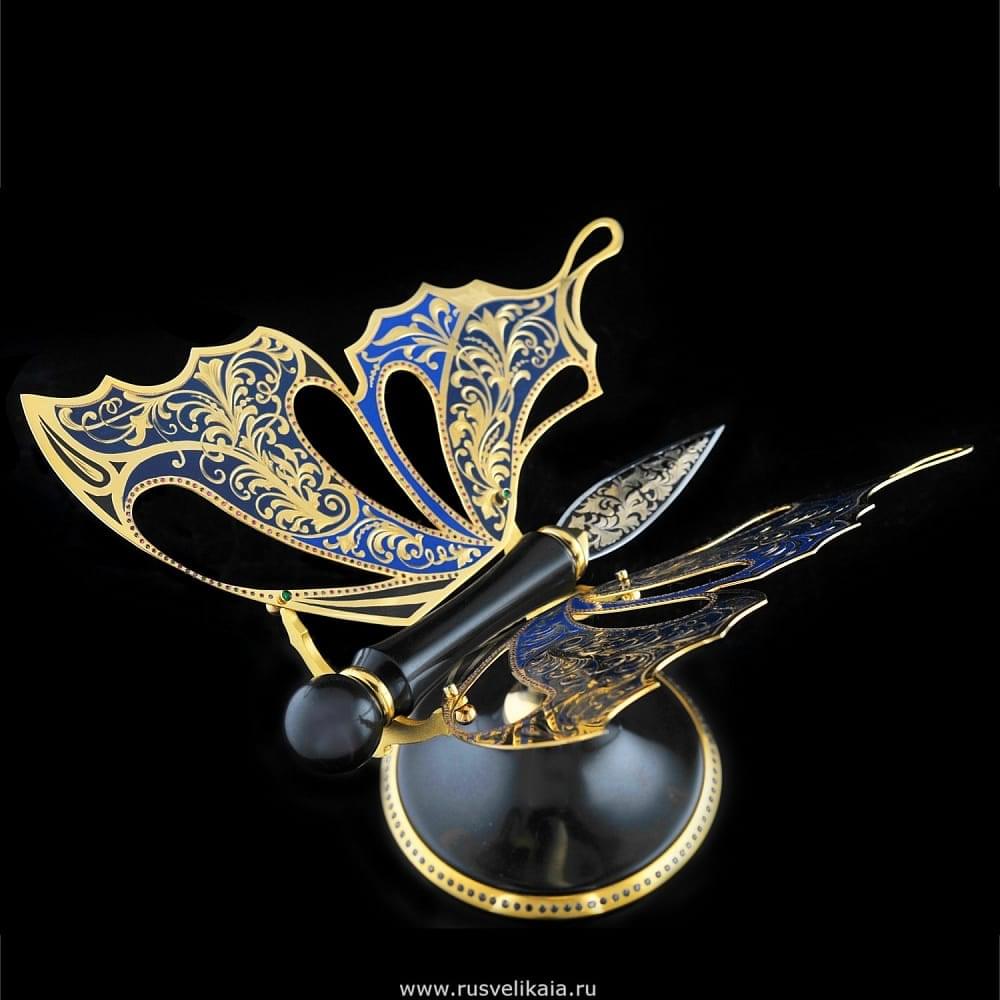 Нож для бумаг на подставке из долерита «Бабочка» - интернет магазин Русь Велика я 