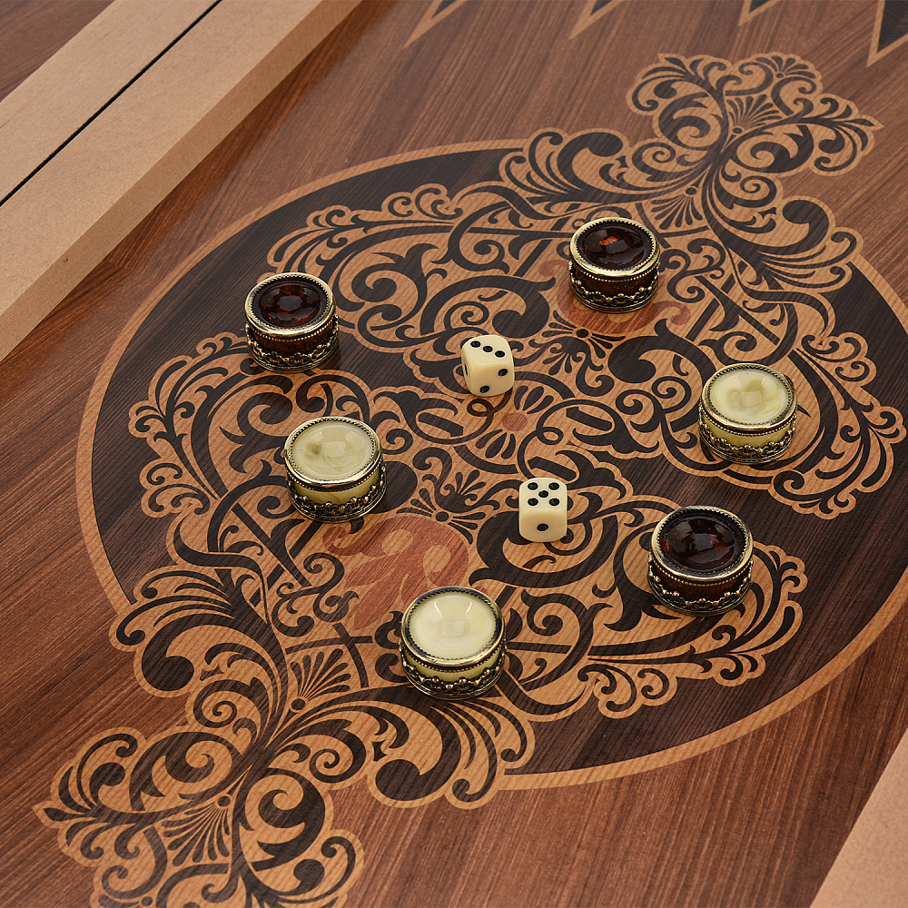 Нарды с кожаной вставкой и янтарными фишками «Питон» 60х30 см - интернет магазин Русь Велика я фото 5