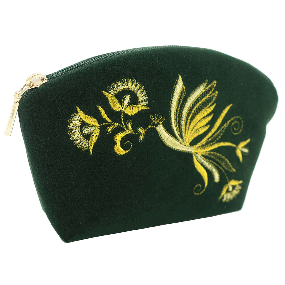 Косметичка «Птица». Темно-зеленая с вышивкой - интернет магазин Русь Велика я 