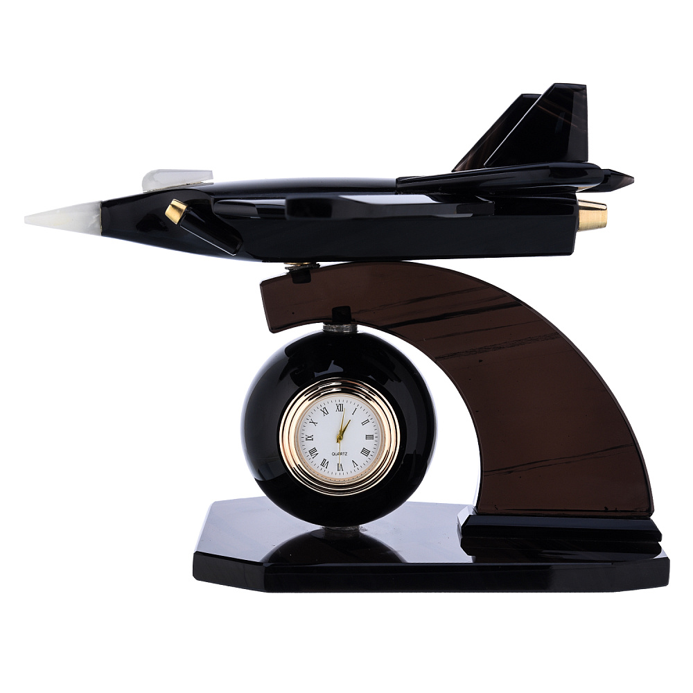 Часы настольные из камня «Самолет» - интернет магазин Русь Велика я 