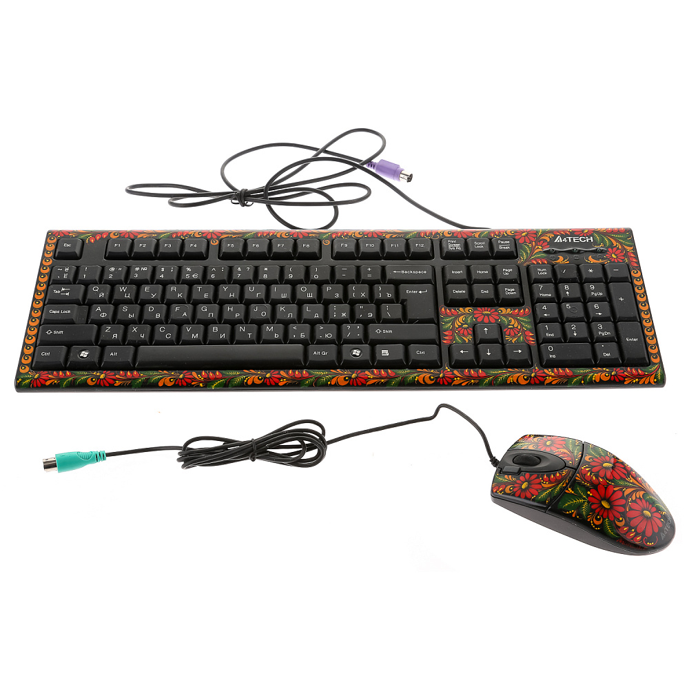 Клавиатура и мышь компьютерные проводные с росписью. Хохлома - интернет магазин Русь Велика я фото 3